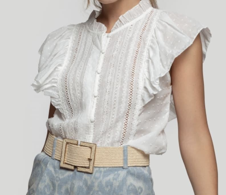 BLUSA BLANCA VOLANTES - Imagen 1