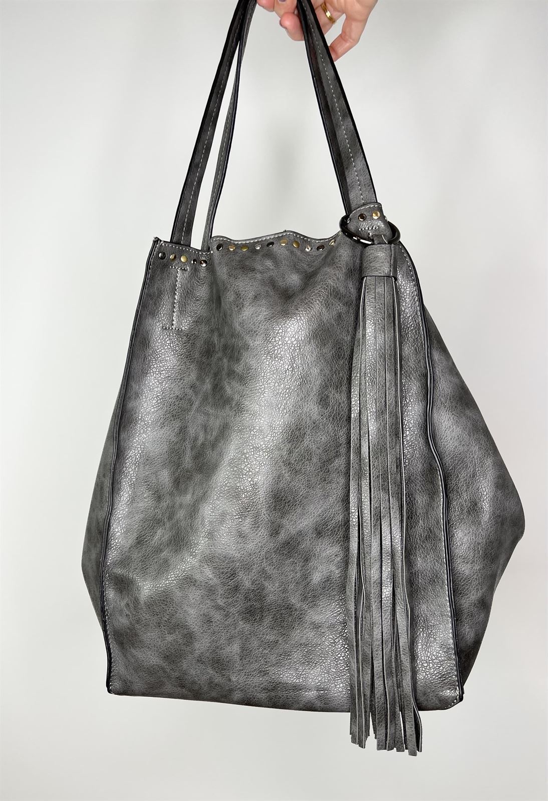 BOLSO FLECO GRIS - Imagen 1