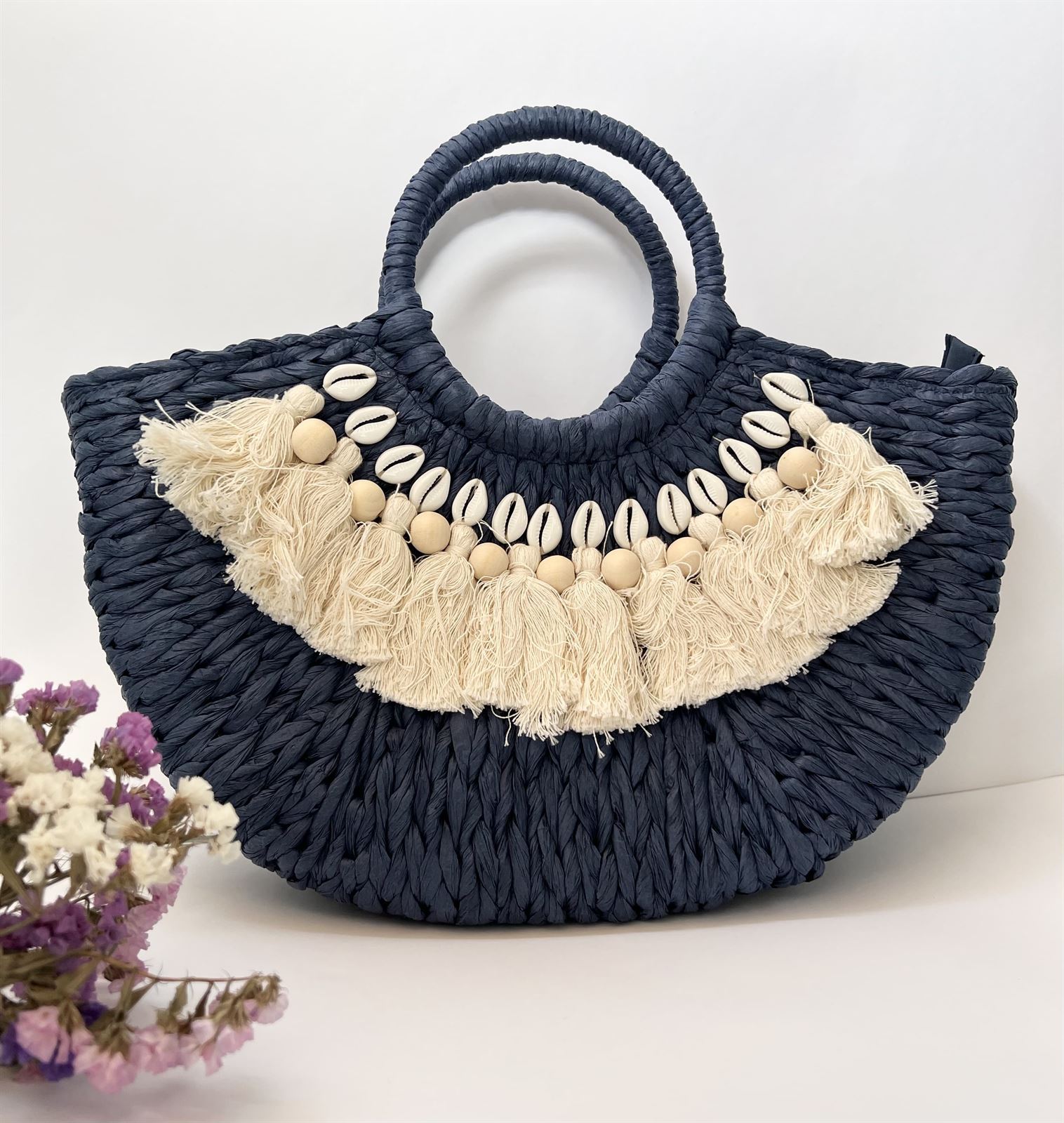 BOLSO MEDIA LUNA CONCHAS - Imagen 1