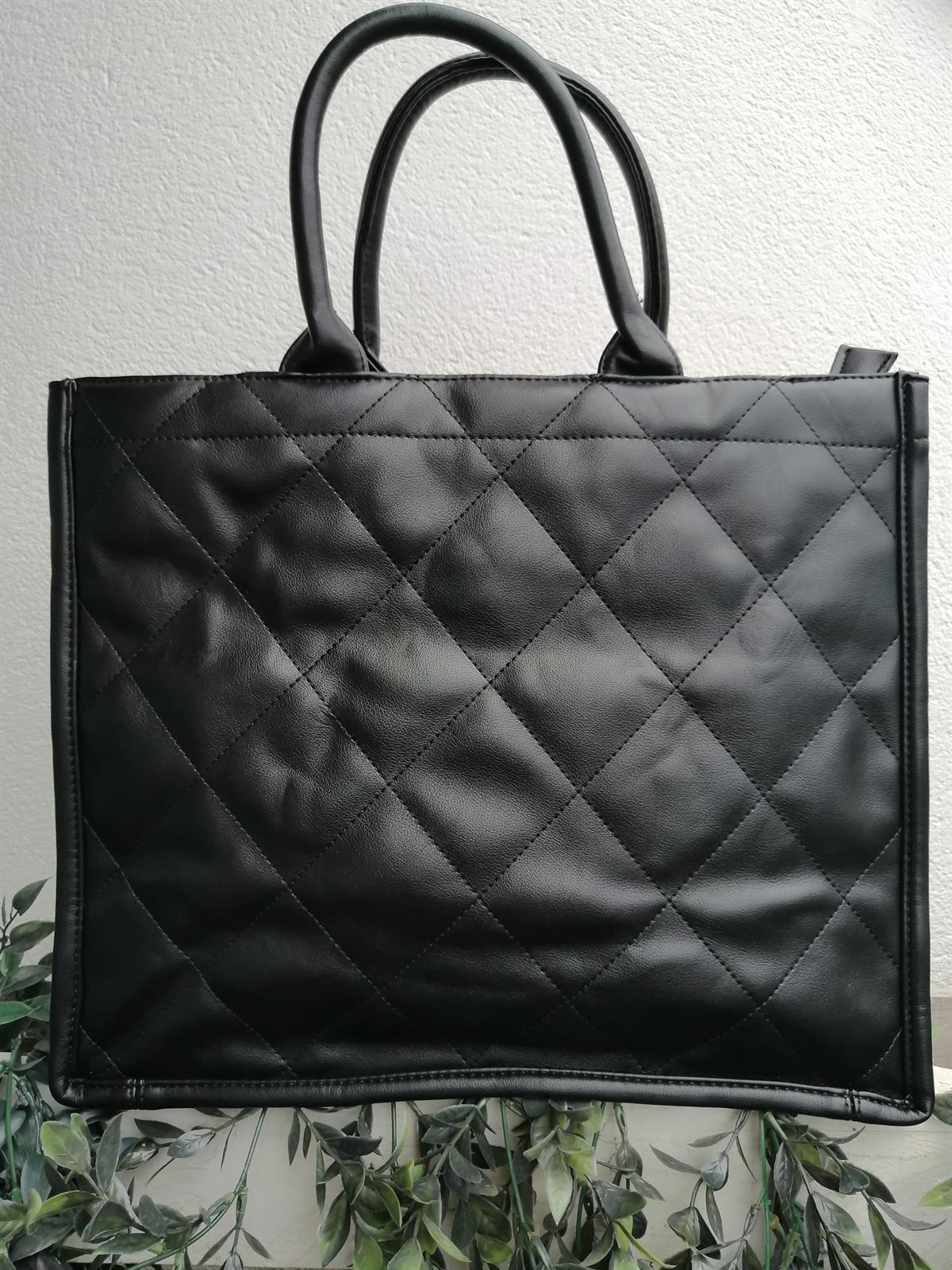 BOLSO SHOPPER GUATEADO NEGRO - Imagen 1