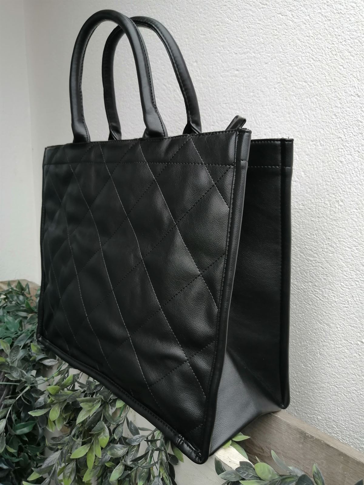 BOLSO SHOPPER GUATEADO NEGRO - Imagen 2