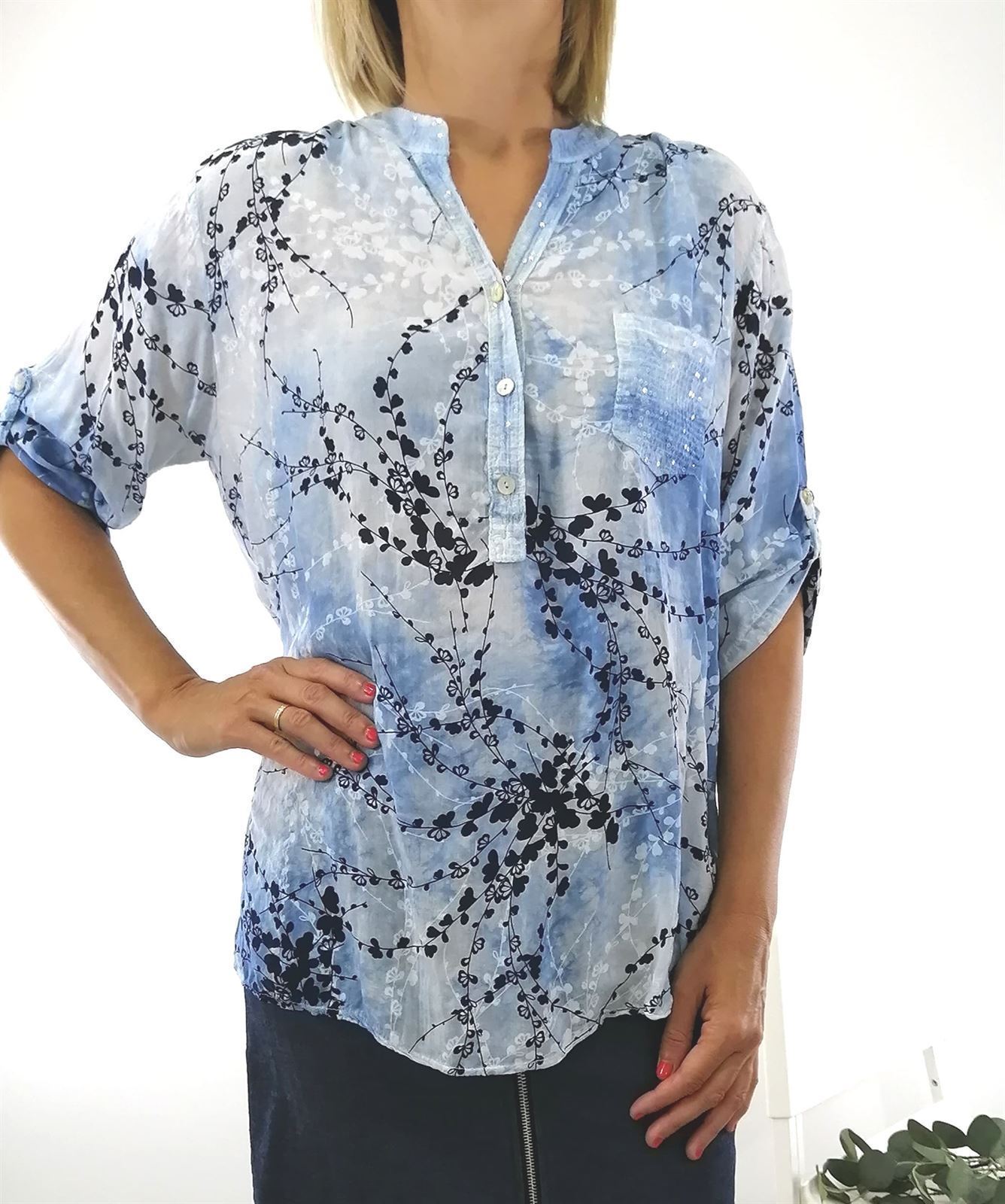 CAMISA AZUL LENTEJUELAS - Imagen 1