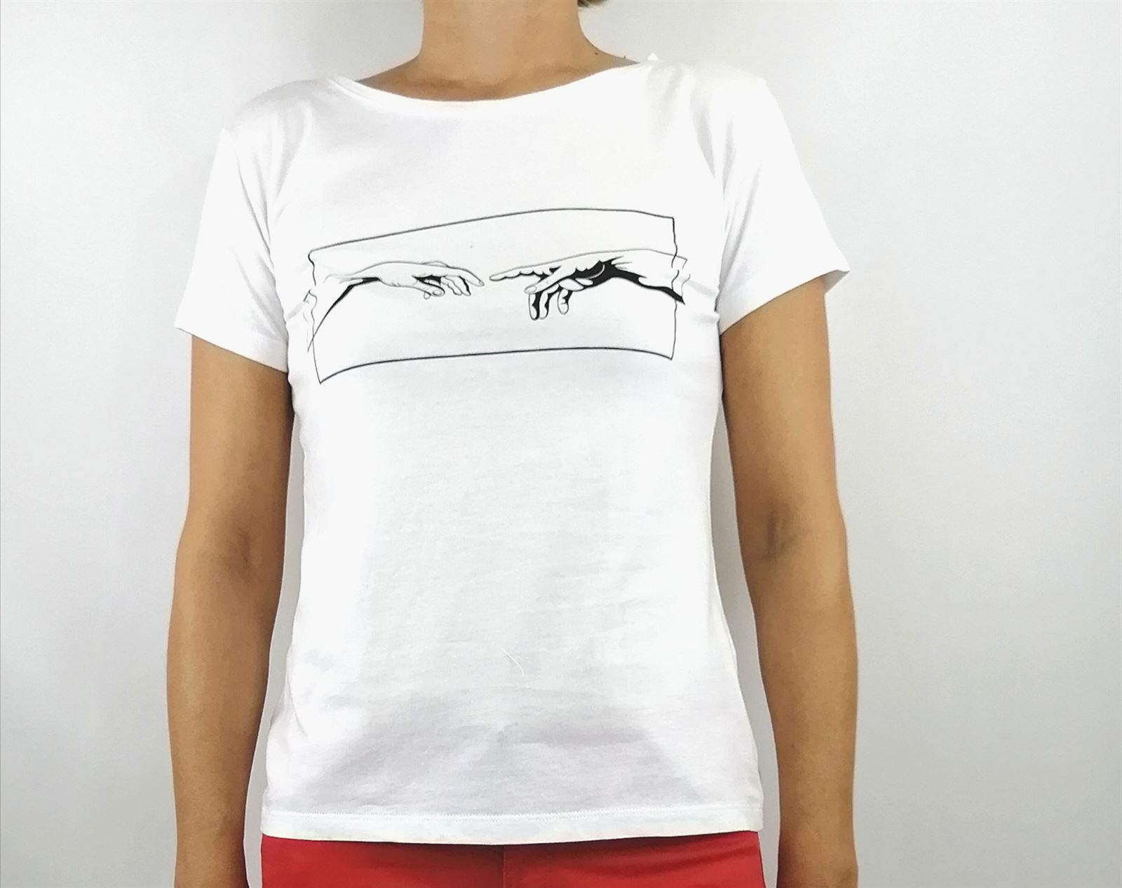 CAMISETA BLANCA DIBUJO MANOS - Imagen 1