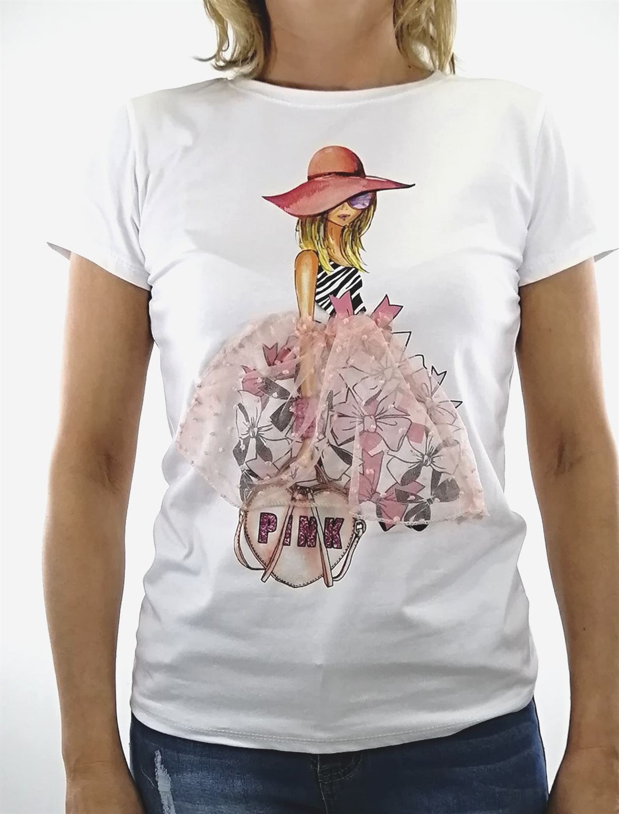 CAMISETA BLANCA PINK - Imagen 1