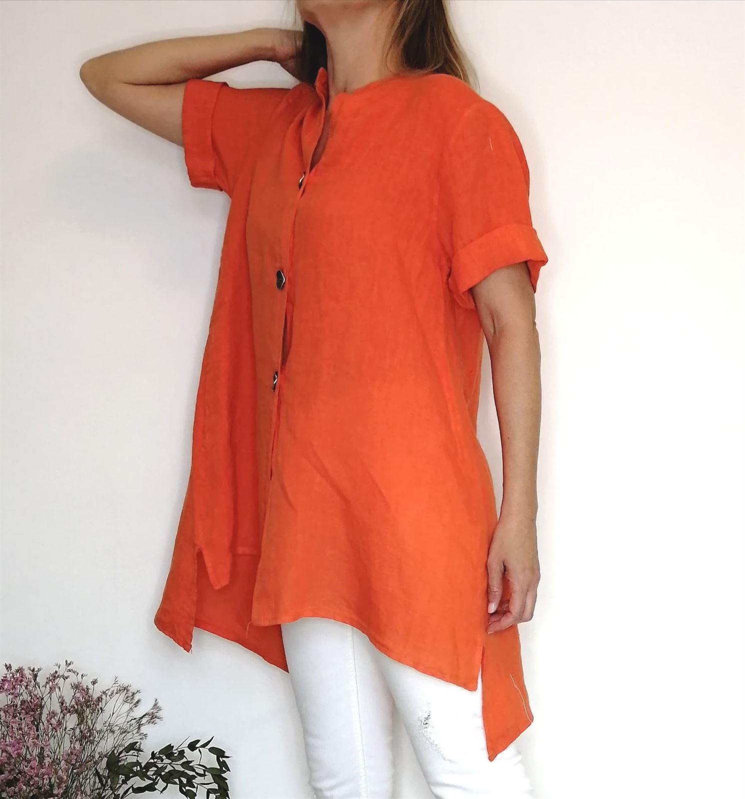CAMISOLA LINO NARANJA - Imagen 1