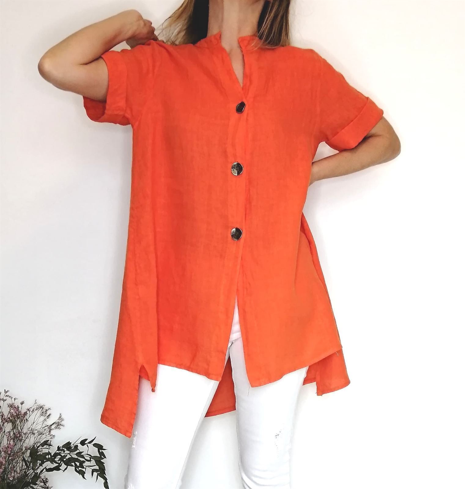 CAMISOLA LINO NARANJA - Imagen 2