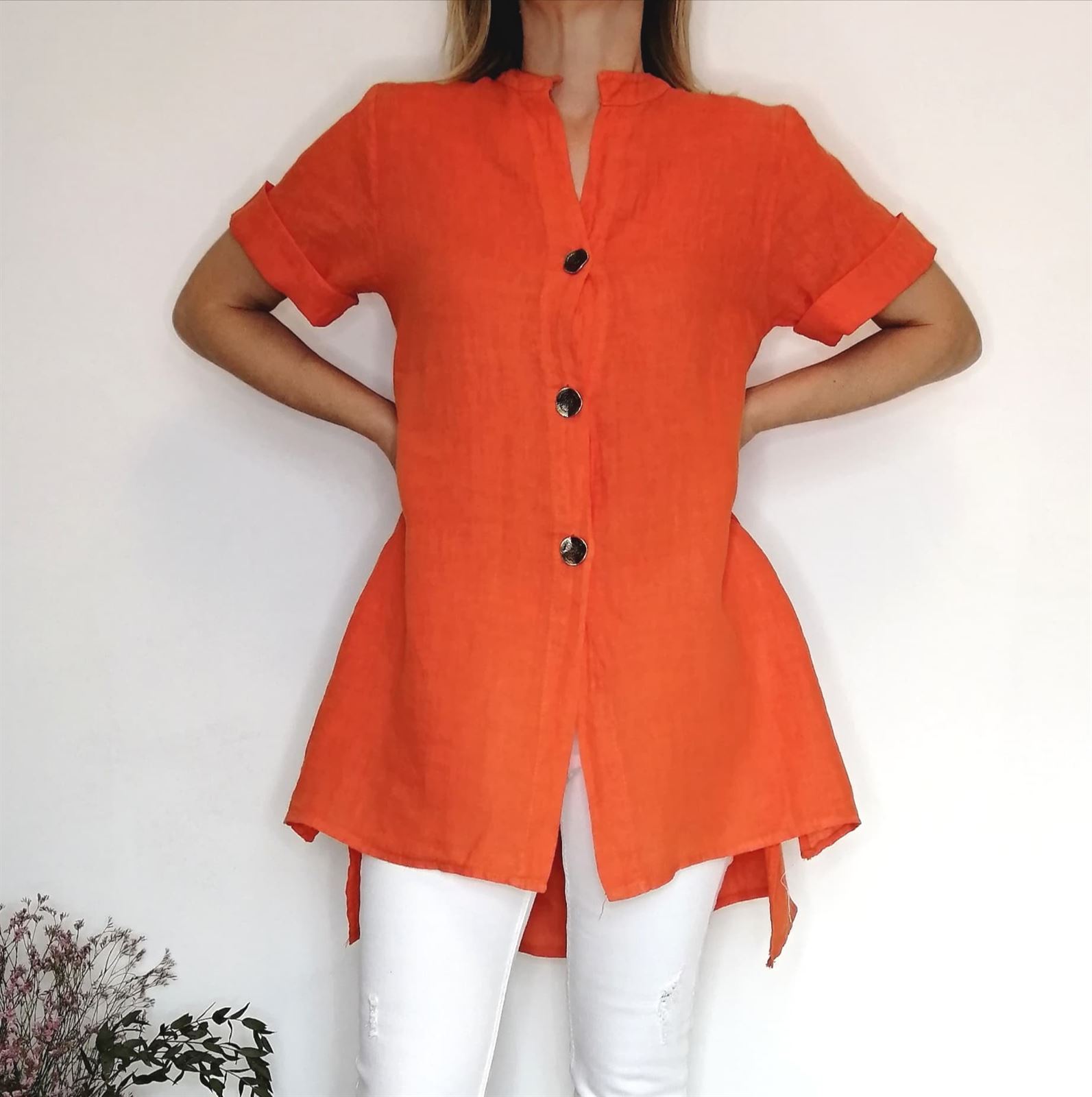 CAMISOLA LINO NARANJA - Imagen 3