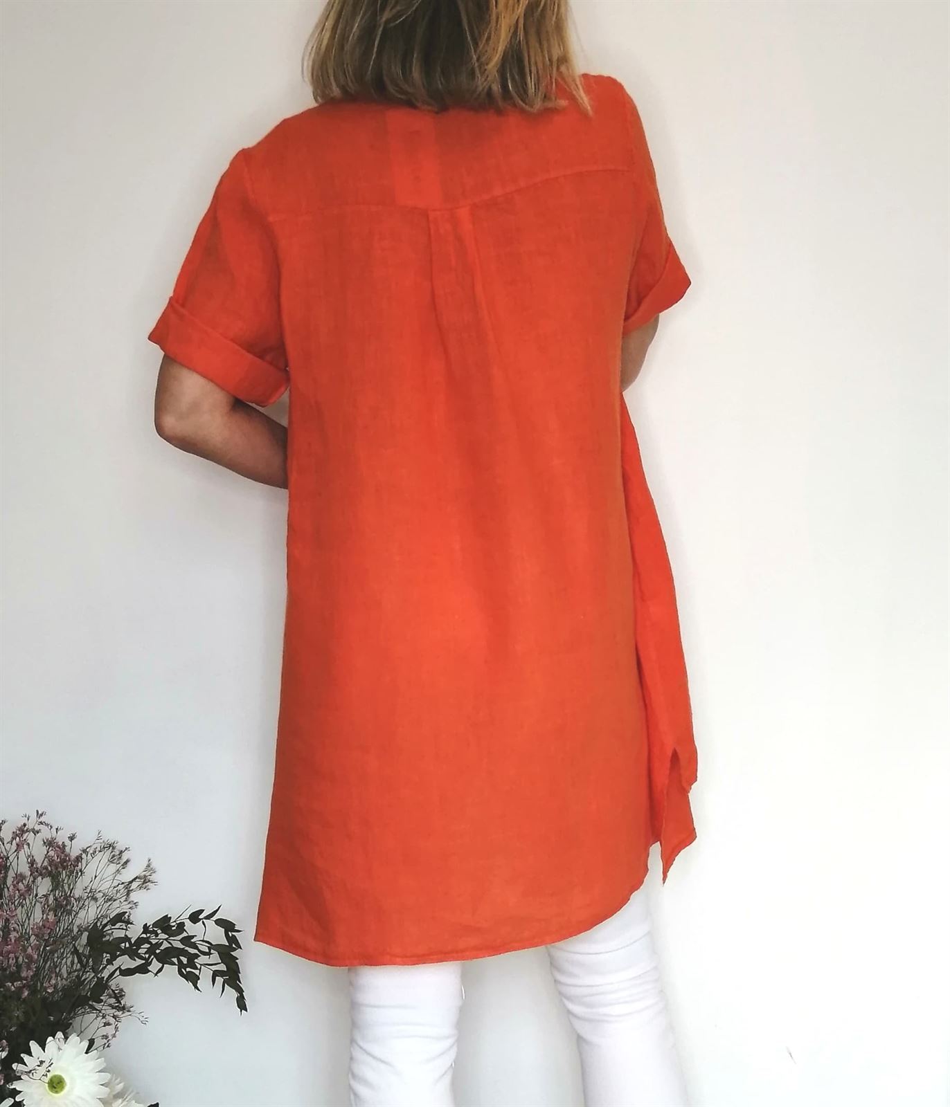 CAMISOLA LINO NARANJA - Imagen 4