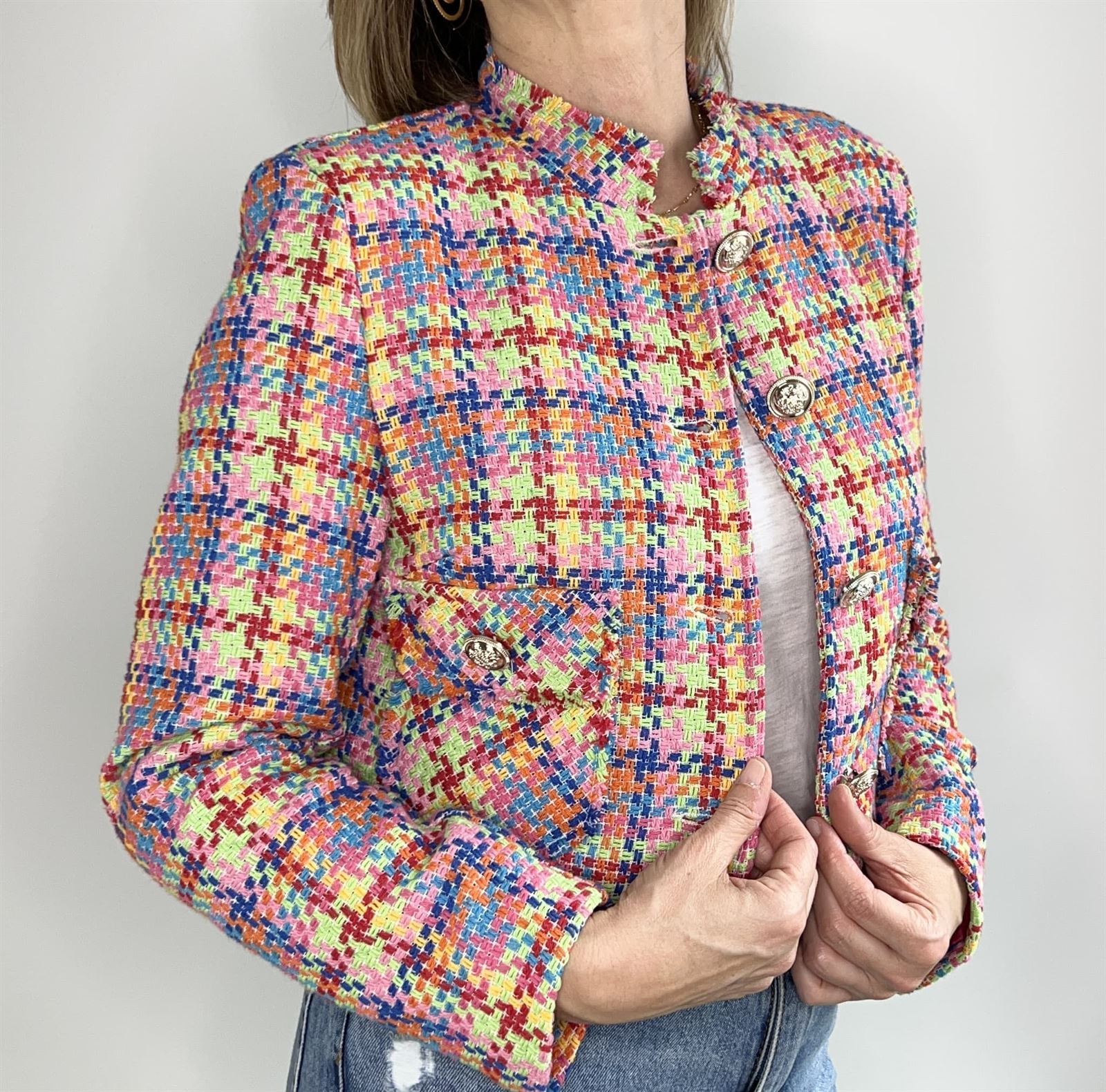 CHAQUETA CORTA TWEED MULTICOLOR - Imagen 2