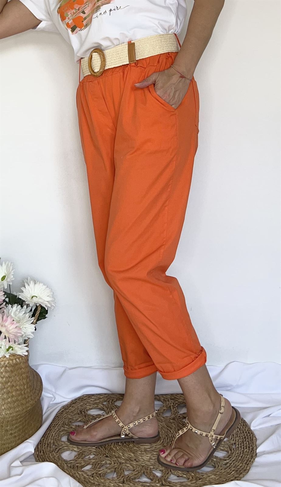 PANTALÓN CINTURÓN NARANJA - Imagen 2