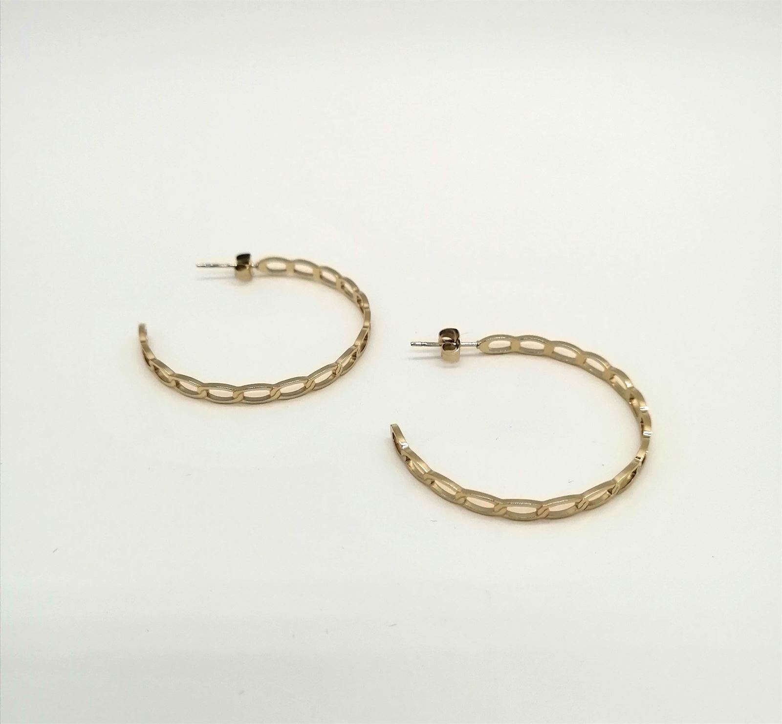 PENDIENTES ARO ESLABONES DORADOS - Imagen 1