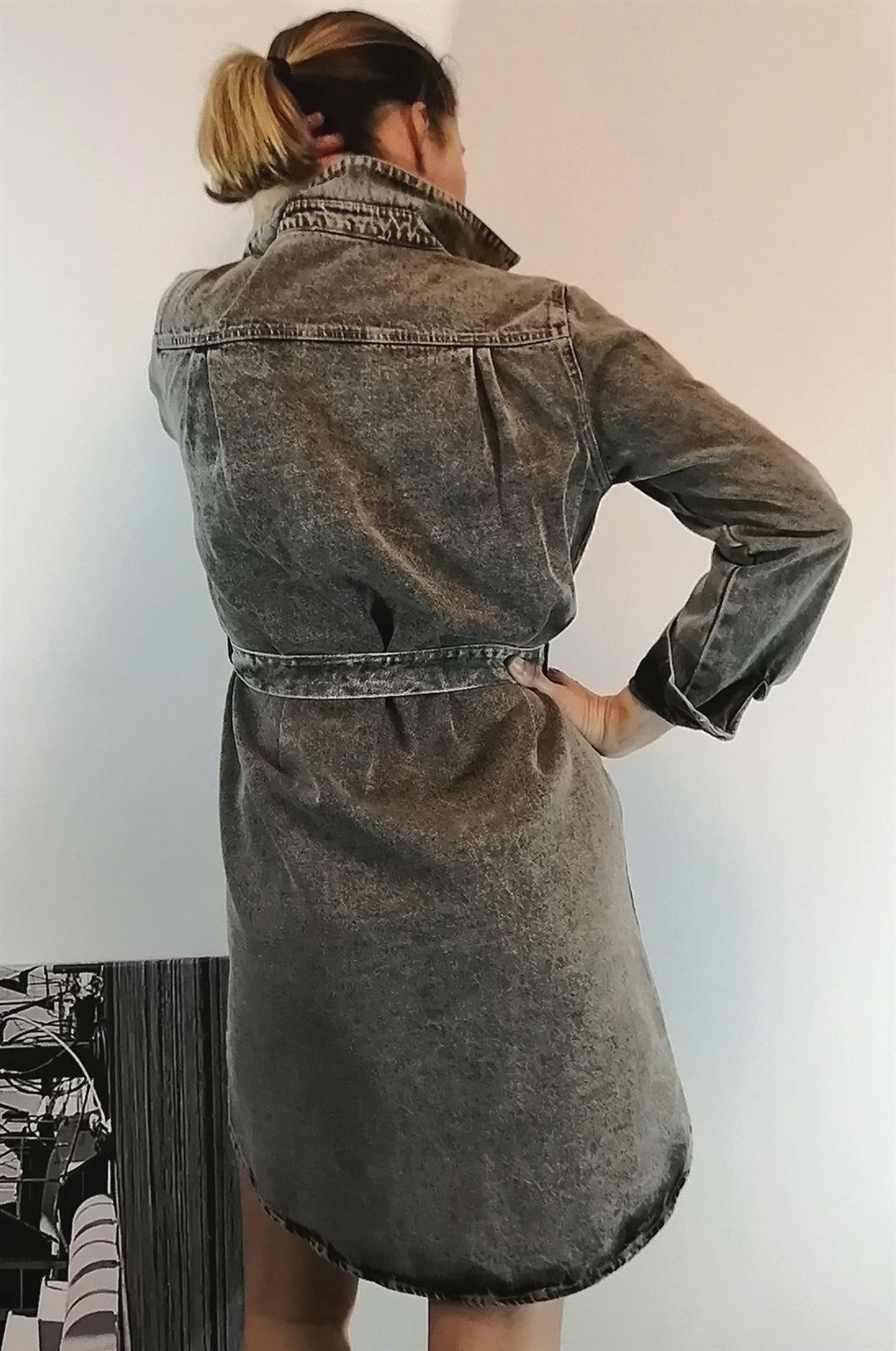 VESTIDO CAMISERO VAQUERO GRIS - Imagen 2