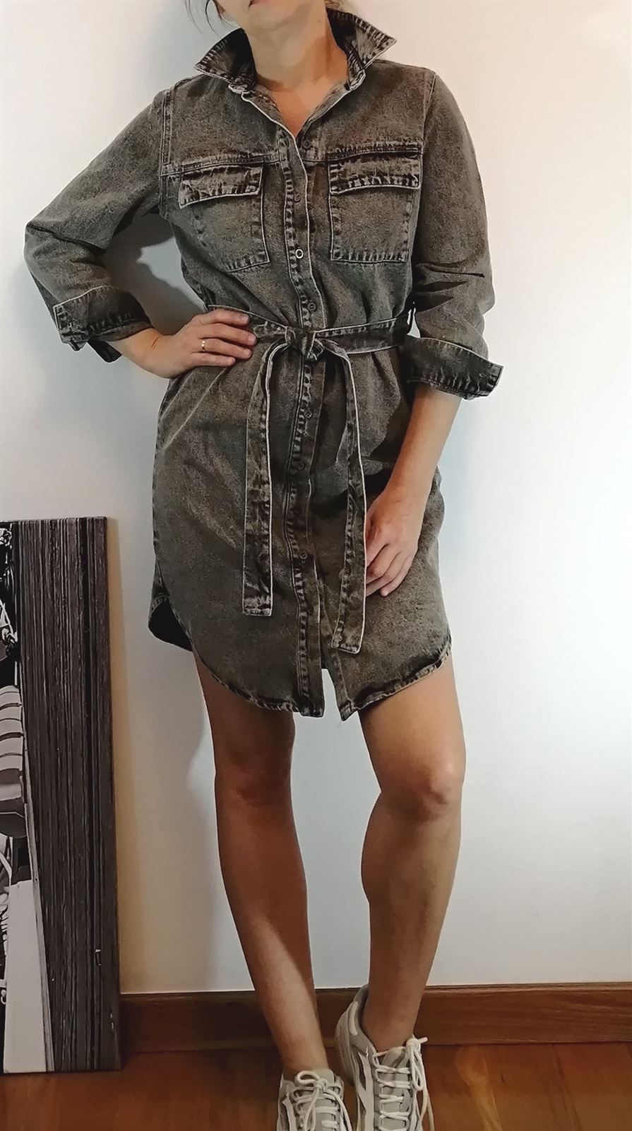 VESTIDO CAMISERO VAQUERO GRIS - Imagen 3