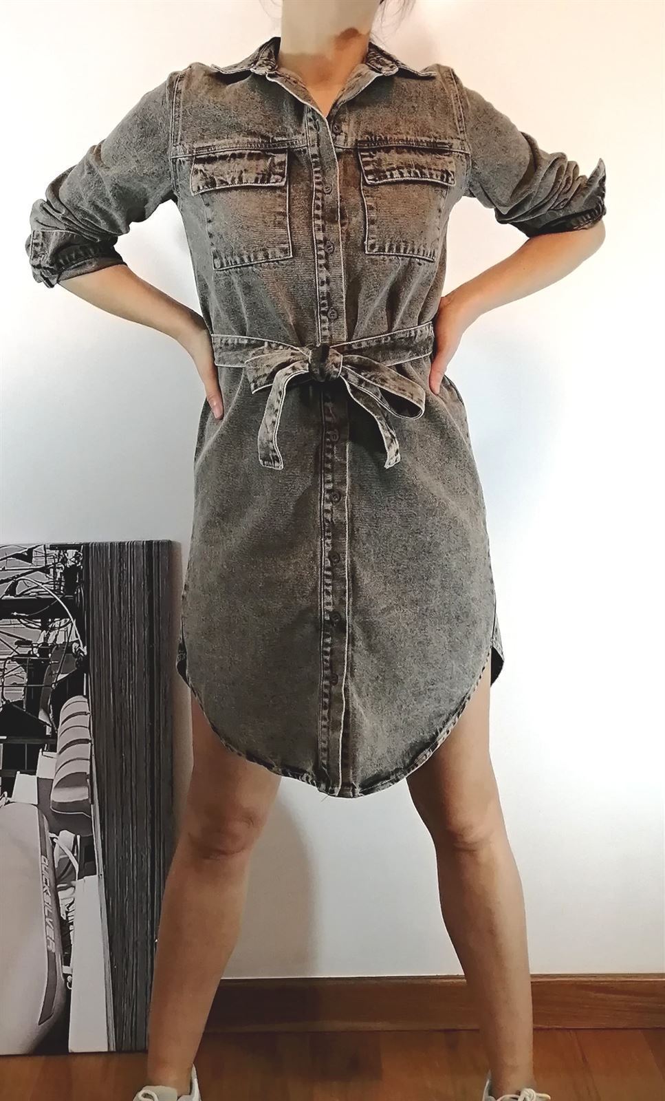 VESTIDO CAMISERO VAQUERO GRIS - Imagen 5