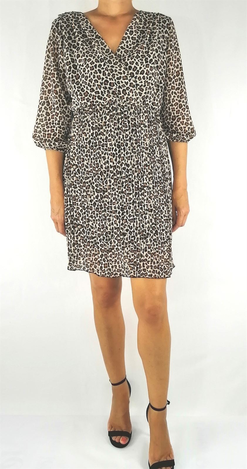 VESTIDO MINI ANIMAL PRINT FALDA PLISADA - Imagen 1